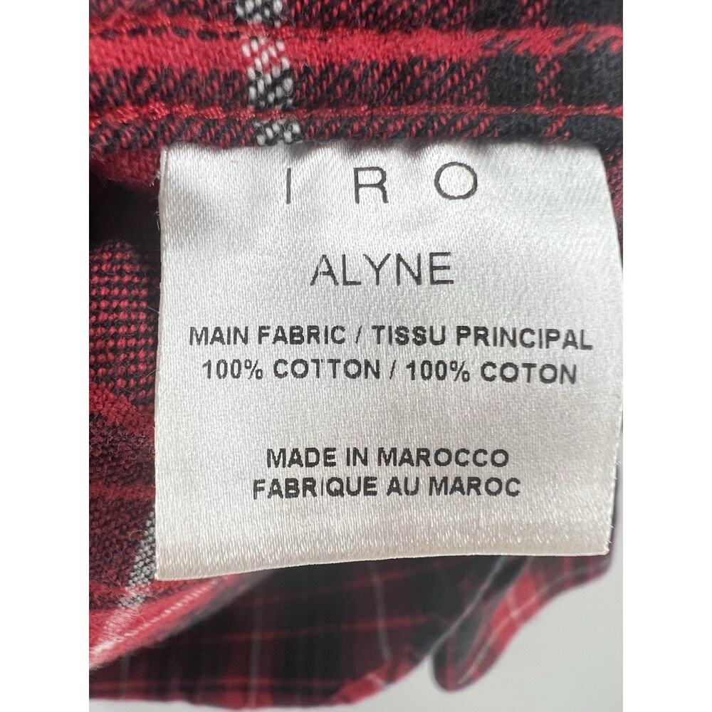 IRO Women’s Long Sleeve Flannel Snap Front Cotton Plaid Top Grommet Detail 38/6 - Picture 7 of 10